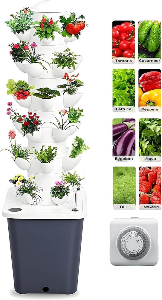 NT84614 Hydroponics Growing System Kit - Vertical Garden Tower for Lettuce, Vegetables, Herbs, Strawberries