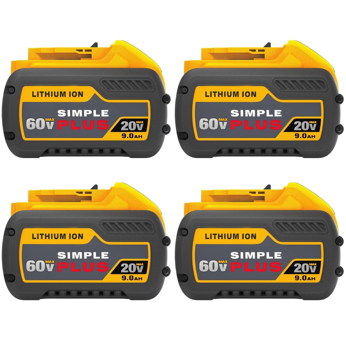 NT84650 60V 9Ah Max Replacement Battery for Dewalt Flexvolt Power Tools - Pack of 4