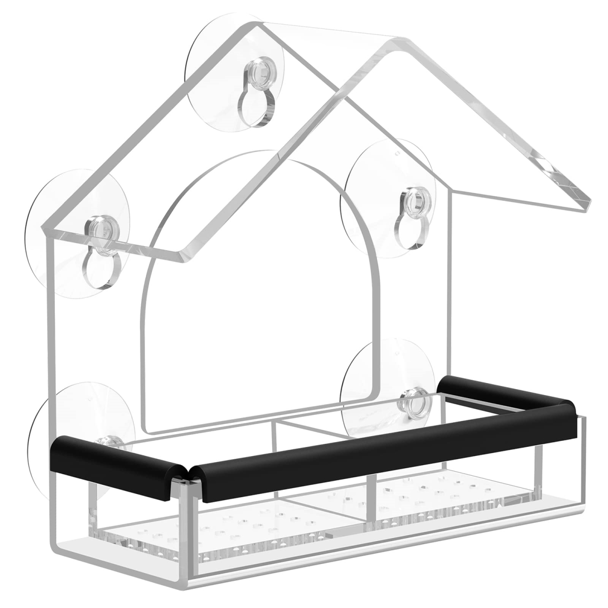 NT84761 Clear Window Bird Feeder with Extra Strong Suction Cups, Sturdy Acrylic Birdfeeders for Viewing Wild Birds