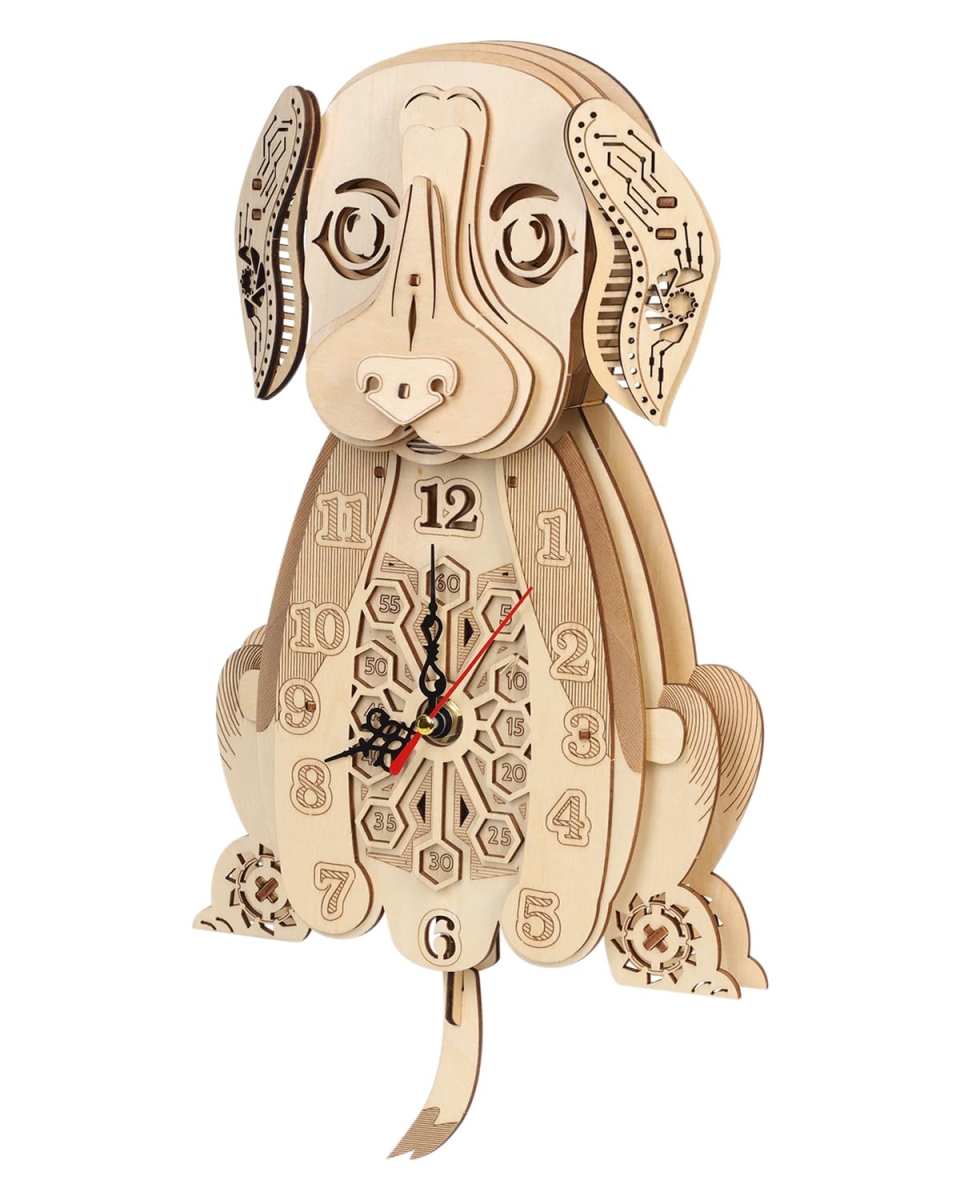 NT84861 3D Wooden Puzzle for Adults Christmas-Themed Wooden Clock Kits with Pendulum