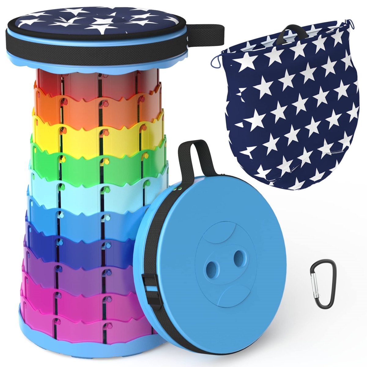 NT84920 ALEVMOOM Portable Telescoping Stool with Cushion & Bag, 440 lbs Capacity