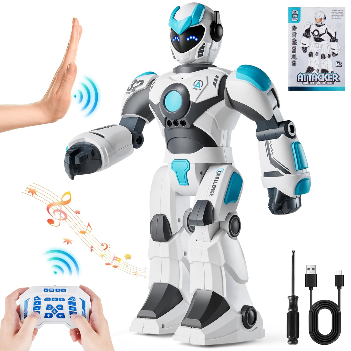 NT85006 VEVOR Remote Control Robot Toys for Kids, Gesture Sensing Programmable Remote Control Smart Robot