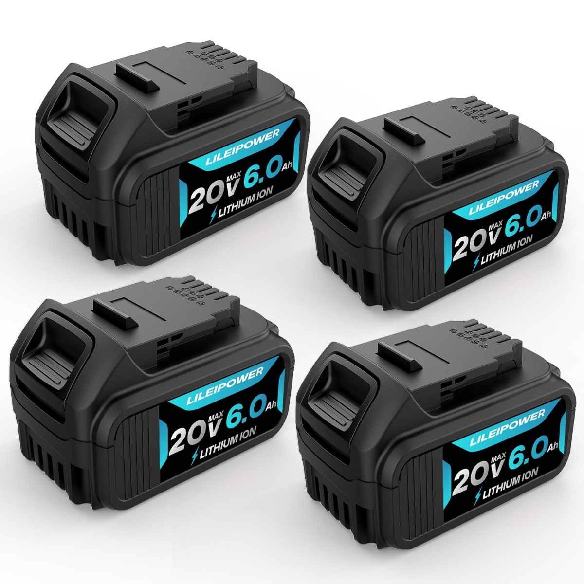 NT85206 6.0Ah Replacement for Dewalt 20V MAX Battery - Pack of 4