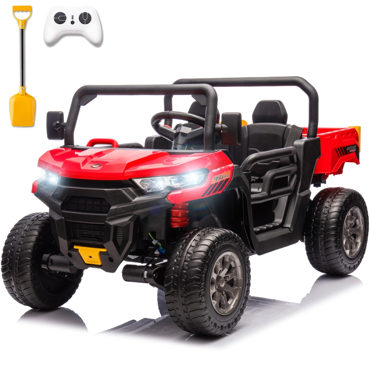 NT85248 Sopbost 24V Kids UTV 2 Seater Ride On Dump Truck with EVA Tires & Remote Control, Red