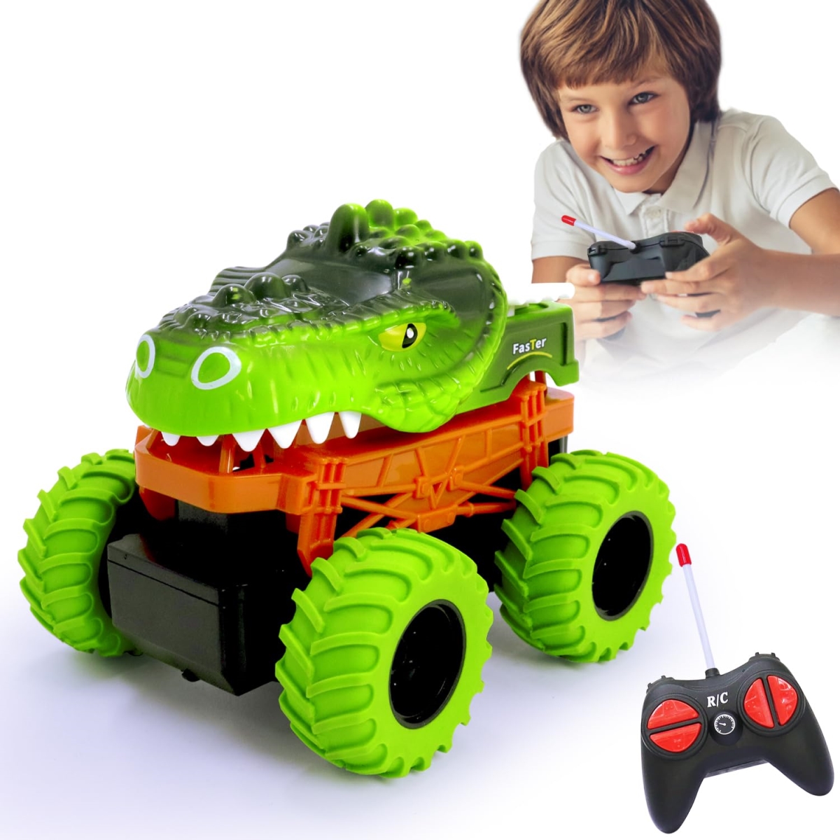 NT85250 Toddler Remote Control Dinosaur Remote Control Monster Truck Car for Boys & Girls, Birthday Gift