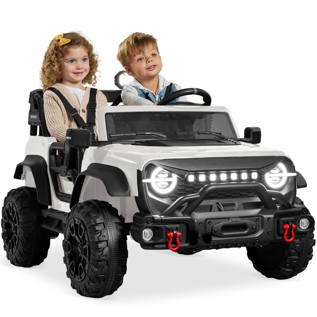 NT85276 Best Choice Products Kids 24V 2-Seater Electric Ride On Car Truck - White