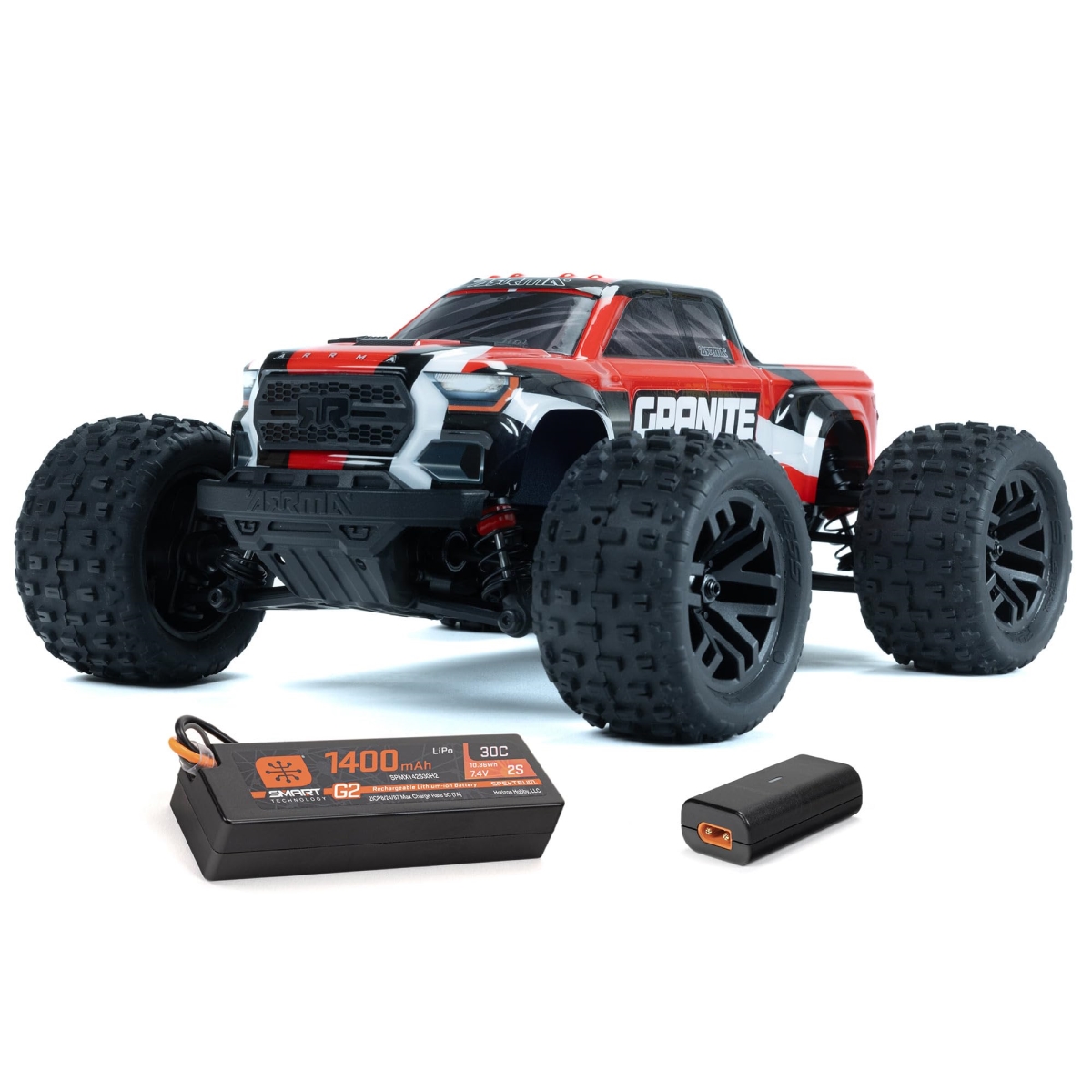 NT85580 ARRMA Remote Control Truck 1-18 Scale Granite GROM MEGA 380 Brushed 4X4 Monster Truck RTR, Red
