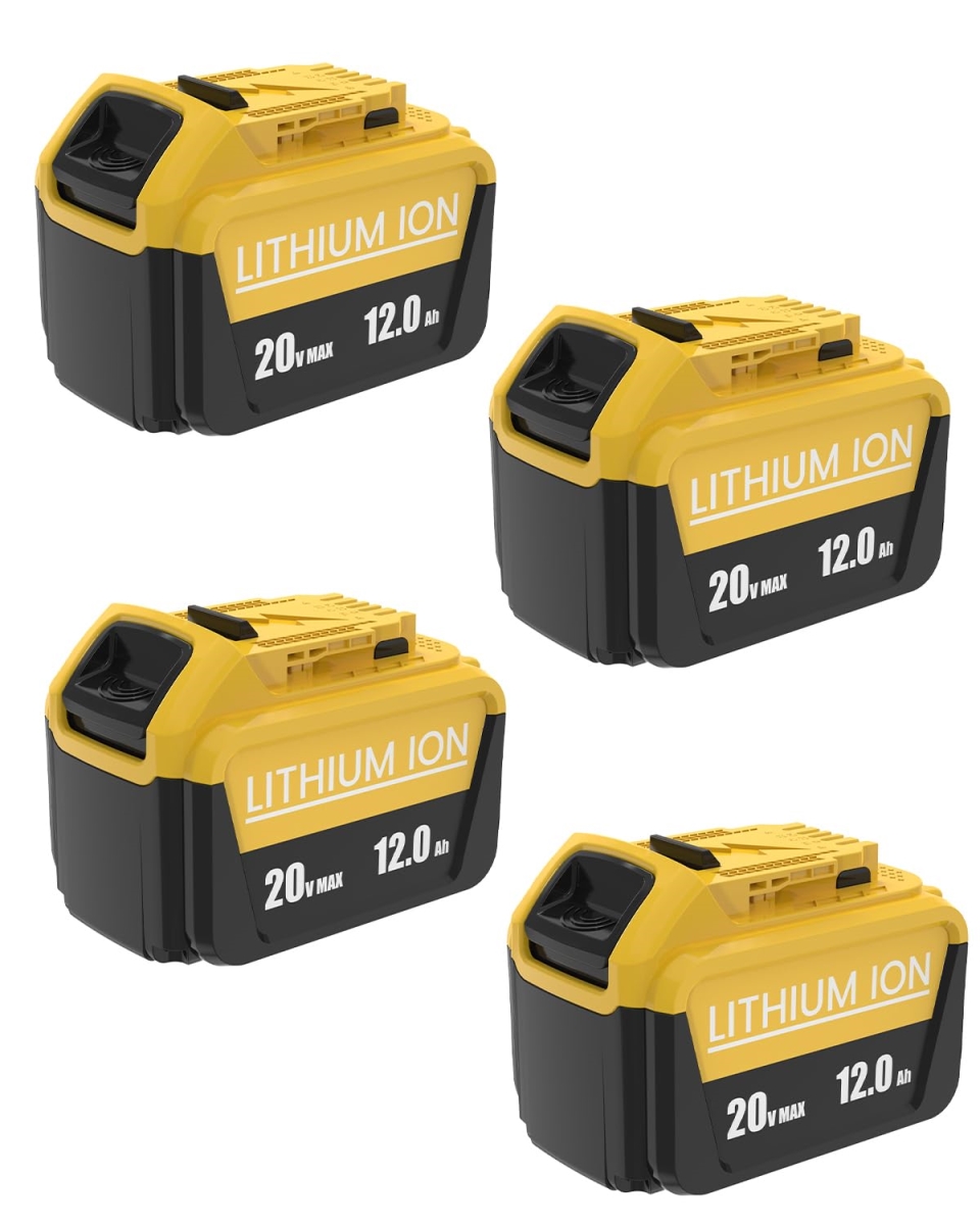 NT85614 12 Ah Replacement for Dewalt 20V MAX Lithium Ion Battery - Pack of 4