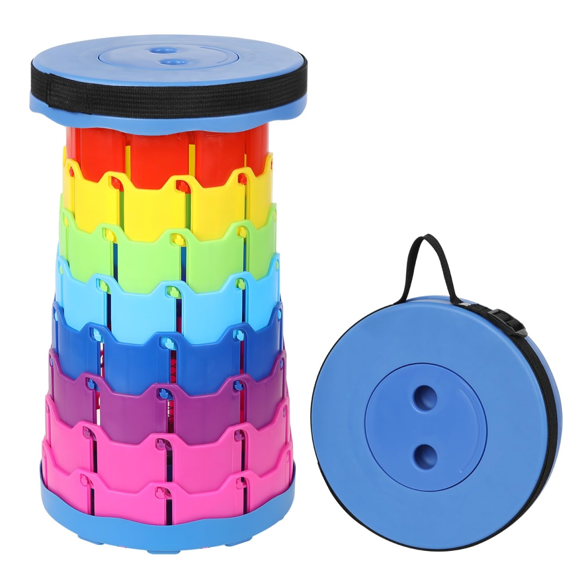NT86062 Camping Portable Collapsible Retractable Folding Chair Outdoor Telescopic Stool - Rainbow - Medium