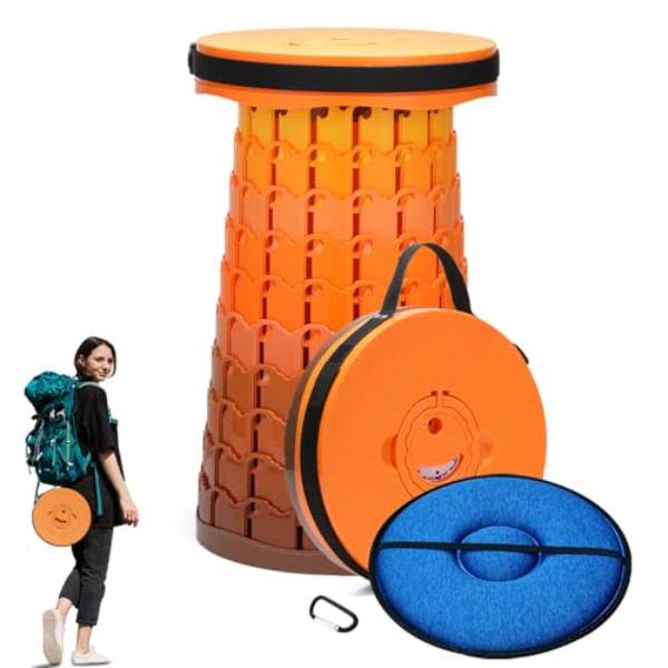 NT86374 Heavy Duty Collapsible Stool with Cushion, Portable & Foldable for Camping, Max Capacity 1000 lbs