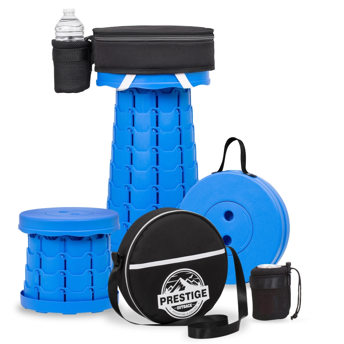 NT86420 Collapsible Stool with Cushioned Carry Case, 400 lbs Max Weight, Portable Telescoping Camping Stool