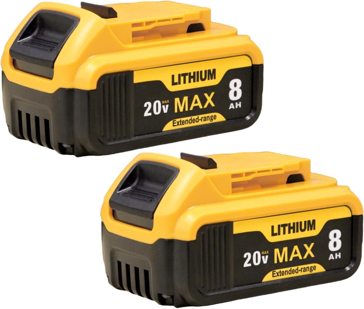 NT86468 8000 mAh DCB206 Replacement for Dewalt 20V Max Battery Lithium-ion - Pack of 2