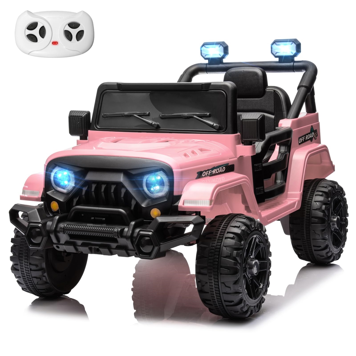 NT86724 12V Kids Electric Ride On Truck Car with Remote Control, Bluetooth USB Music Player, LED Lights - Pink