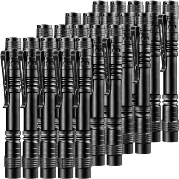 NT86895 Beieverluck Pen Light Flashlight with Clip, Waterproof LED Pocket Pen Flashlights, Black - Large - Pack of 20