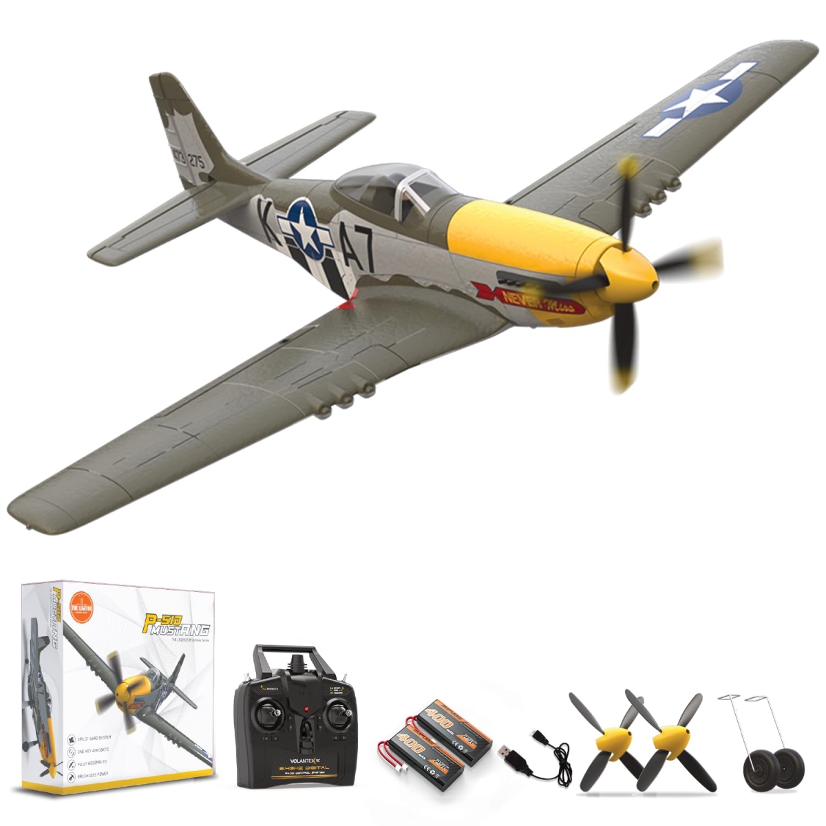 NT86911 LEAMBE Brushless 4 Channel Remote Control Plane P51D Mustang 500mm Remote Control Airplane Fighter RTF