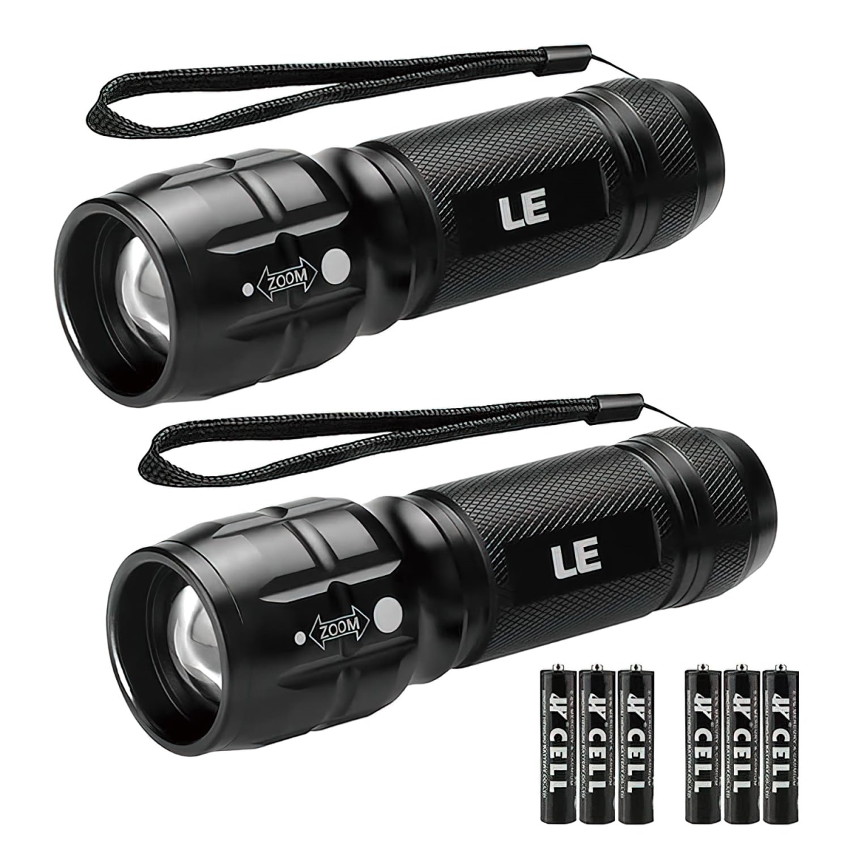 NT87030 Lighting EVER LED Flashlights High Lumens, Waterproof, Adjustable Focus - Pack of 2