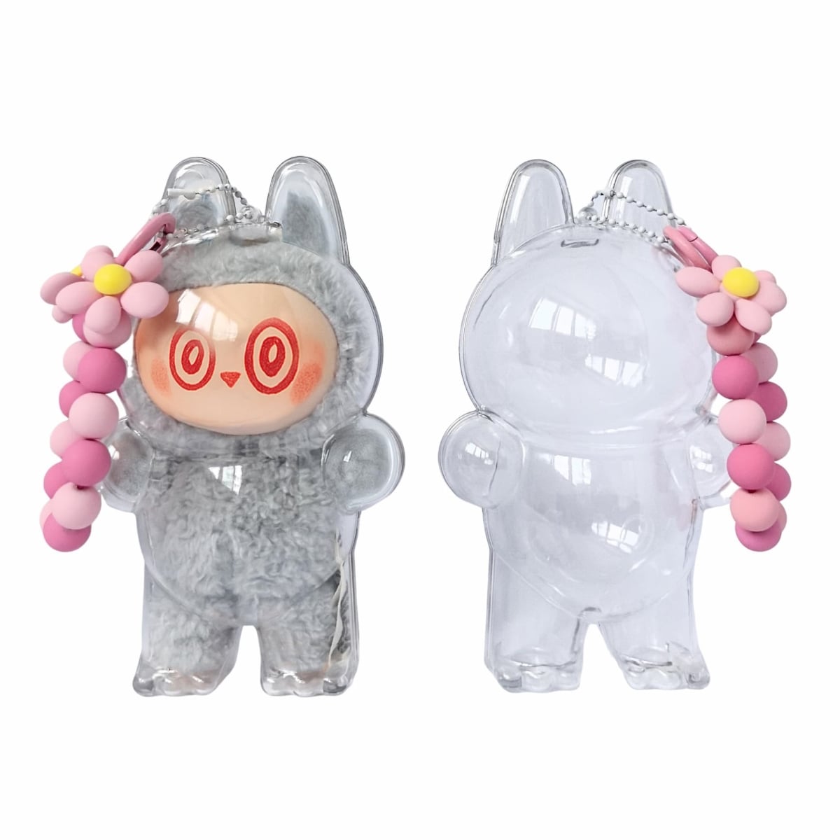 NT87122 Transparent Keychain Protector for Plush Figure - Clear Display Case for Doll Monster Series