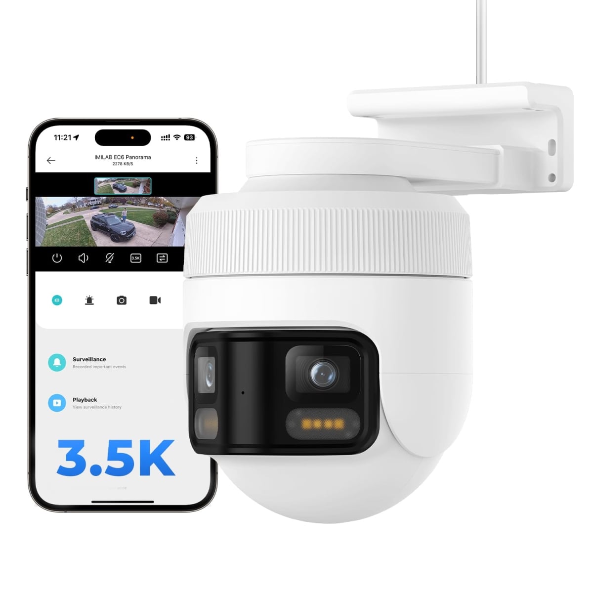 NT87224 IMILAB EC6 Panorama 3.5K Wi-Fi Plug-in Spotlight Camera with 344 Deg Rotatable Dual-Lens & 6MP Clarity