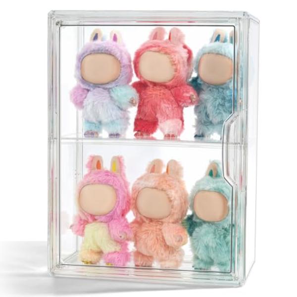 NT87292 Display Case for Labubu POP MART, Acrylic Clear Display Box Shelf