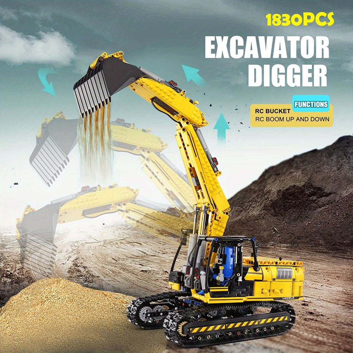 Picture of Netjett NT32359 RC Excavator Building Toy Set for Boys&#44; 1830 Piece