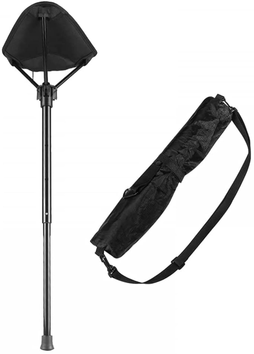NT87504 WANLIAN Portable Folding Stool, Retractable Hiking Chair, Adjustable, Black