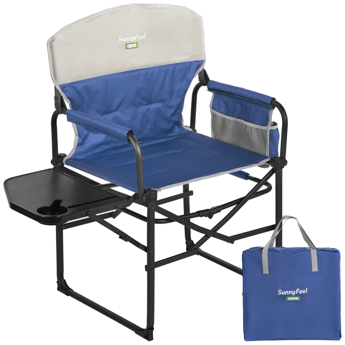 NT87688 SUNNYFEEL Camping Directors Chair, Heavy Duty, Oversized Portable Folding Chair with Side Table