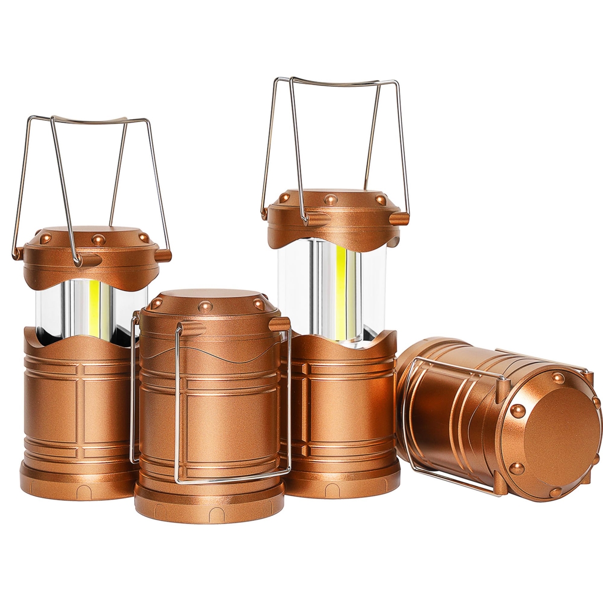 NT87741 Lichamp LED Camping Lantern Battery Powered Flashlights for Home, Outdoor, Emergency Use, Gold - Pack of 4