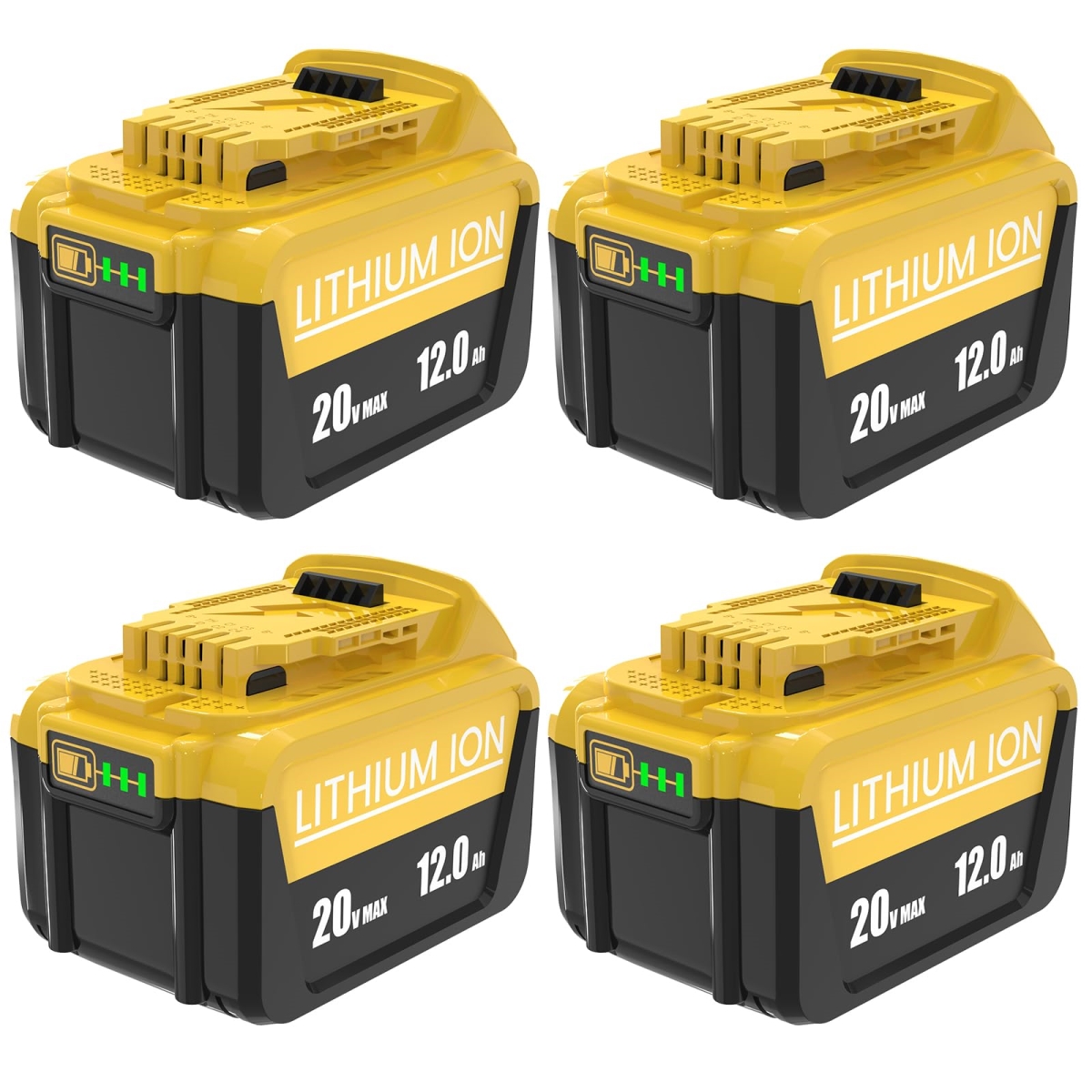 NT87871 12.0Ah Lithium-ion Replacement for Dewalt 20V MAX Battery - Pack of 4