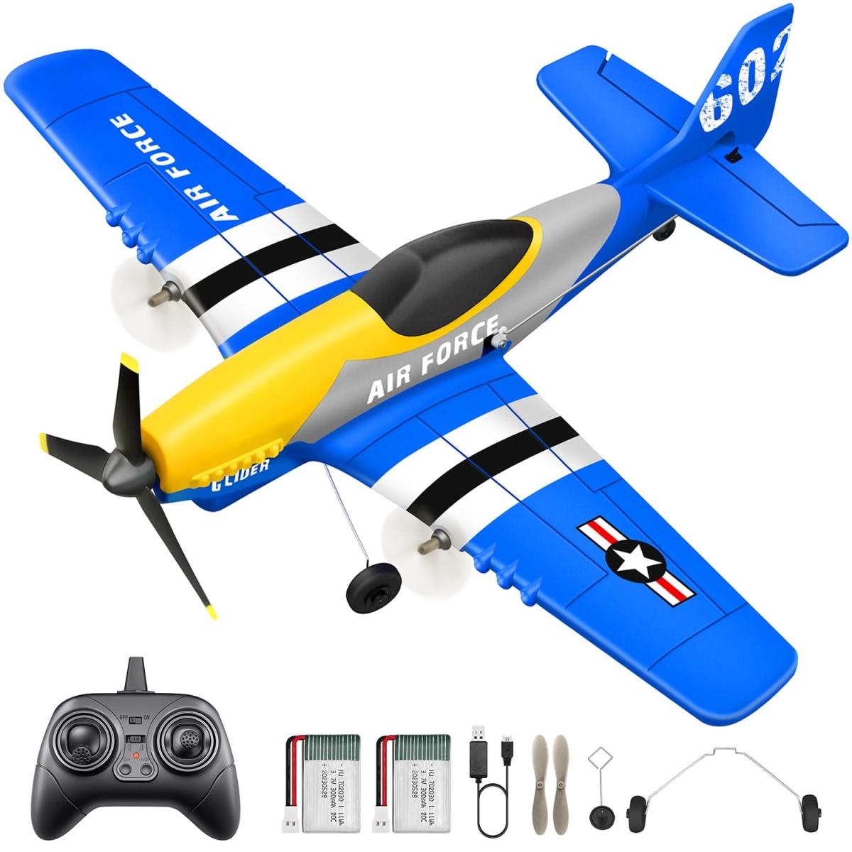 NT87974 HAWKS WORK 3 Channel Remote Control Plane P-51D Mustang, Remote Control Airplane Ready to Fly