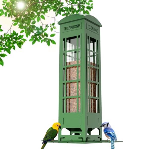 NT88072 Squirrel Proof Bird Feeder with Weight Activated Perches, Large Metal for Outdoor Hanging, 3 lbs Capacity