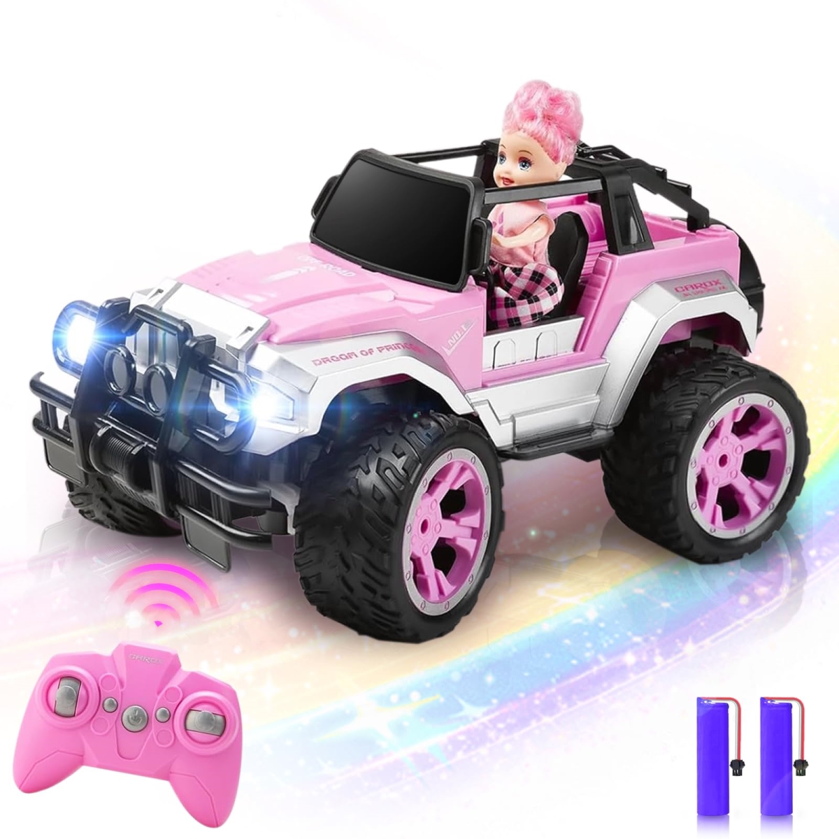 NT88081 Carox Remote Control Car for Girls, 1-16 Scale Remote Control Convertible Truck with Rechargeable Batteries - Pink