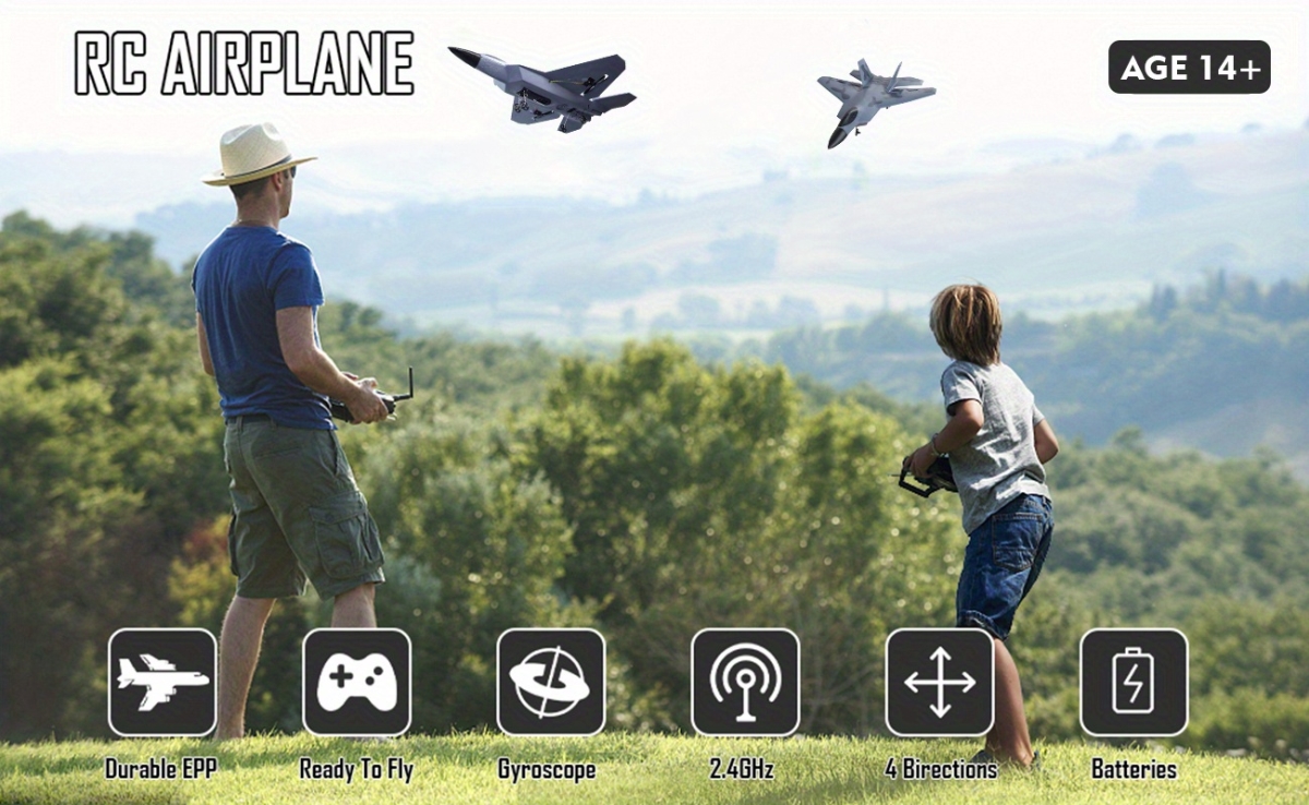 NT32379 RC Remote Control F-22 Fighter Raptor Airplane with Lights
