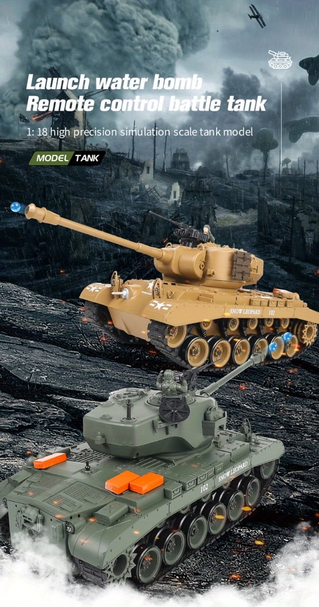 NT32417 1-18 Scale Remote Control American M26 Pan Xing Military Simulation Model Toy