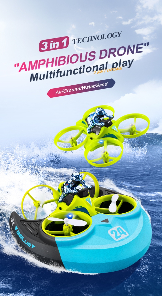 NT31171 4DRC V24 Mini RC Drone Water Land Air Flight Toy