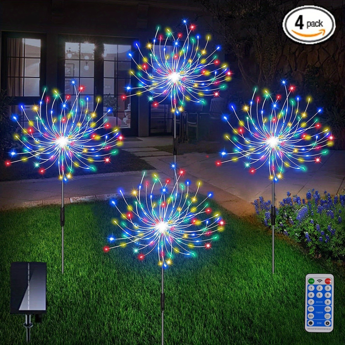 NT31189 Solar Plug Strip Remote Control Outdoor Fireworks Lights, 4 Piece