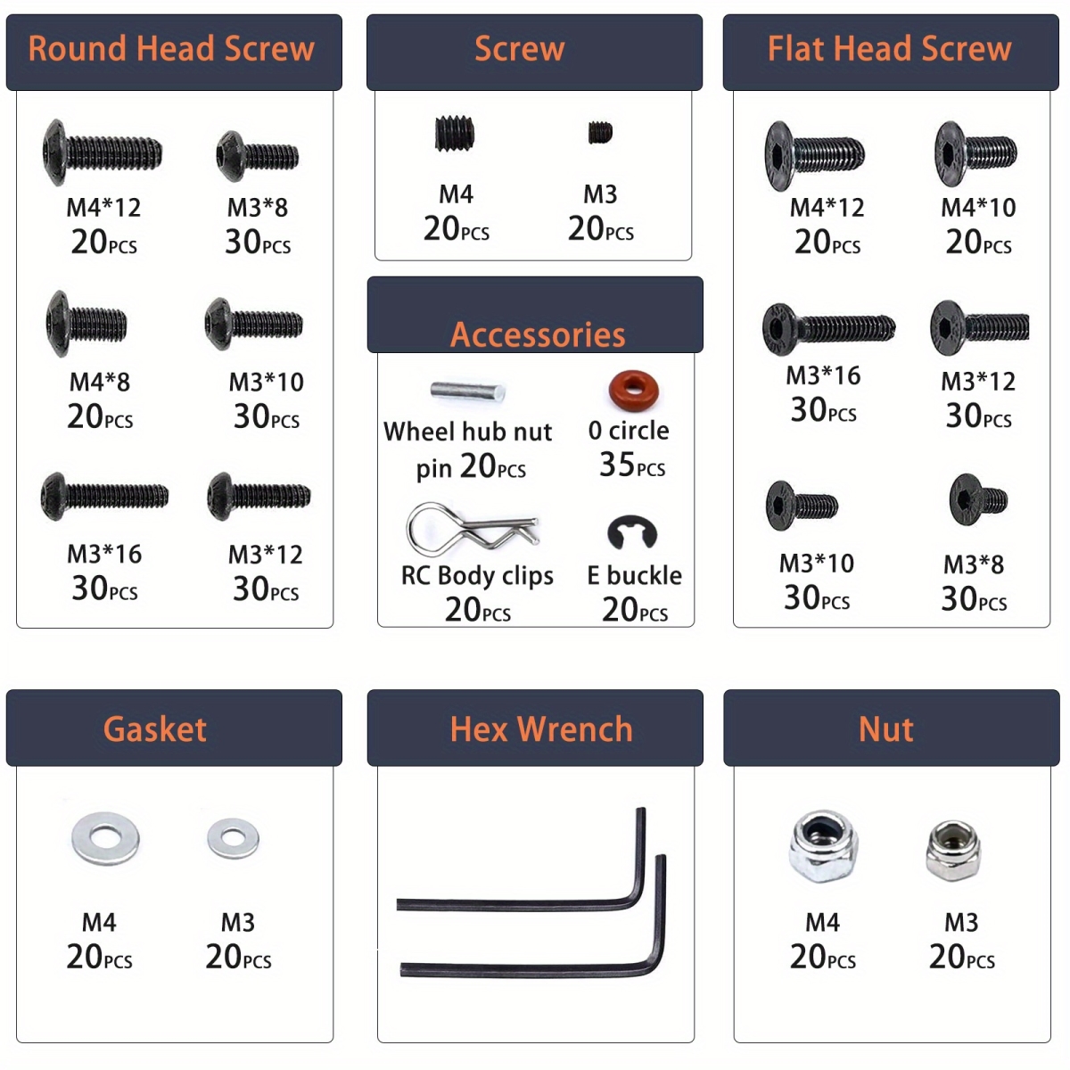 NT31215 Universal RC Car & Trucks Screw Kit with Storage Box, 537 Piece
