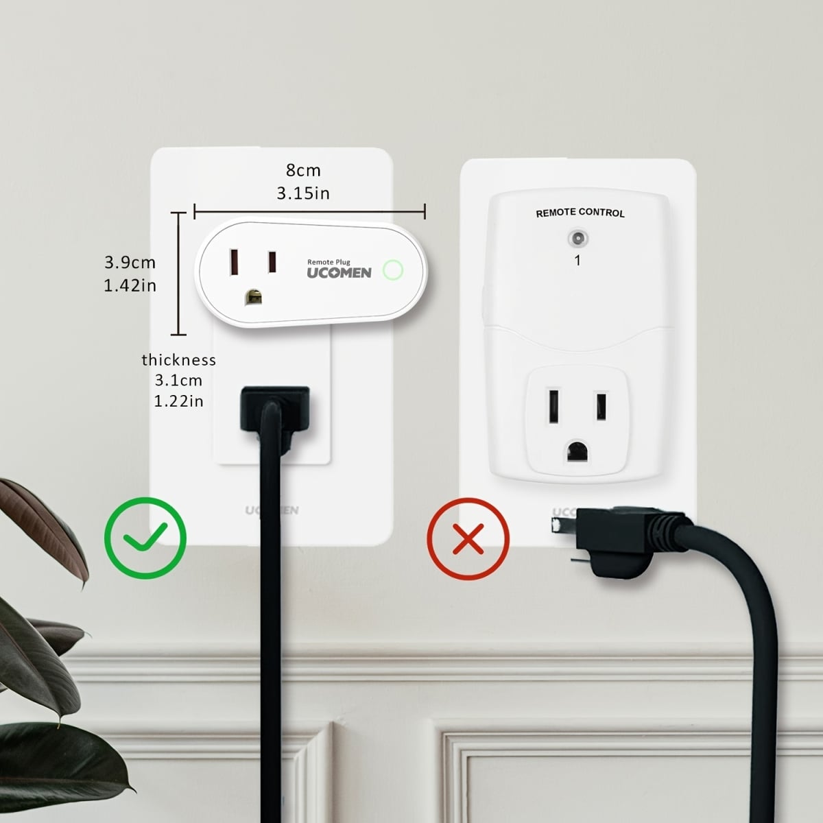 NT31229 White Remote Control Outlets Wireless Light Switch for Household Appliances, 5 Piece
