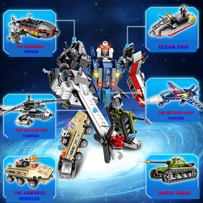 NT31259 Assembled Building Blocks Deformation Robot, 733 Piece