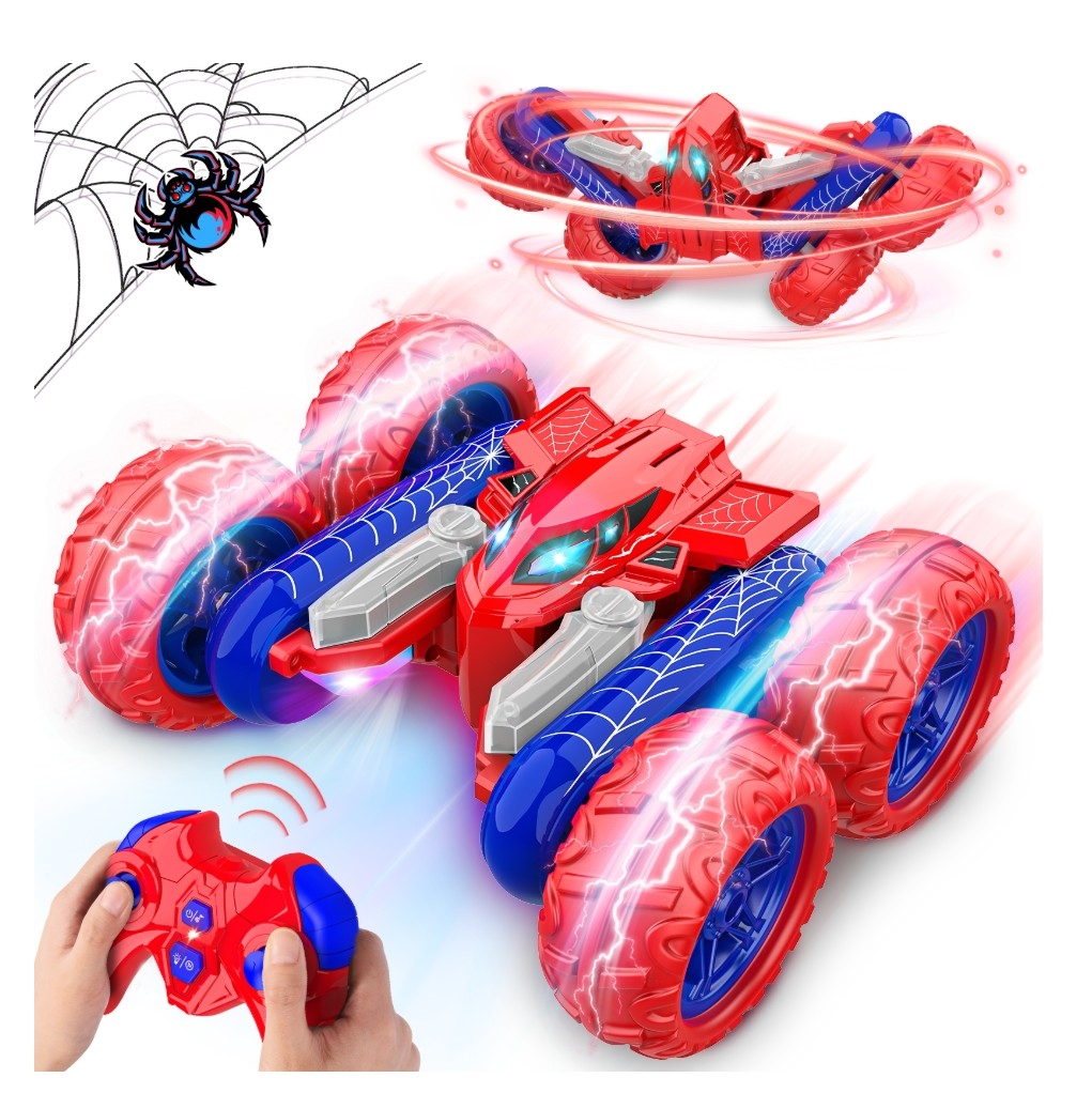 88678  Remote Control Cars for Kids, Rotating Stunt RC Cars with Light, Double-Sided Driving Car Gifts for Kids - Red