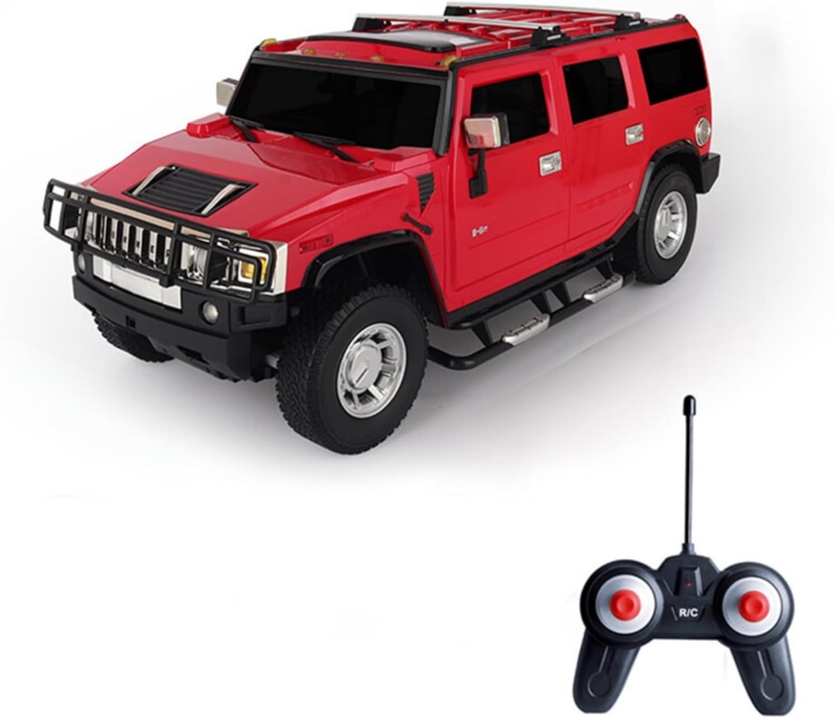 XL80700 Remote Control Car Hummer H2, 1:24 Licensed Kids Toys, Drift Car Cool Led Lights For Boy Birthday Gift (Red)