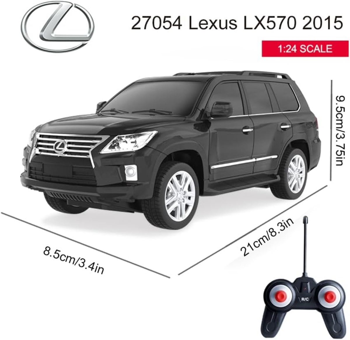 XL88701 Remote Control Car Lexus LX570, 1:24 Licensed Kids Toys, Drift Car Cool Led Lights For Boy Birthday Gift (Black)