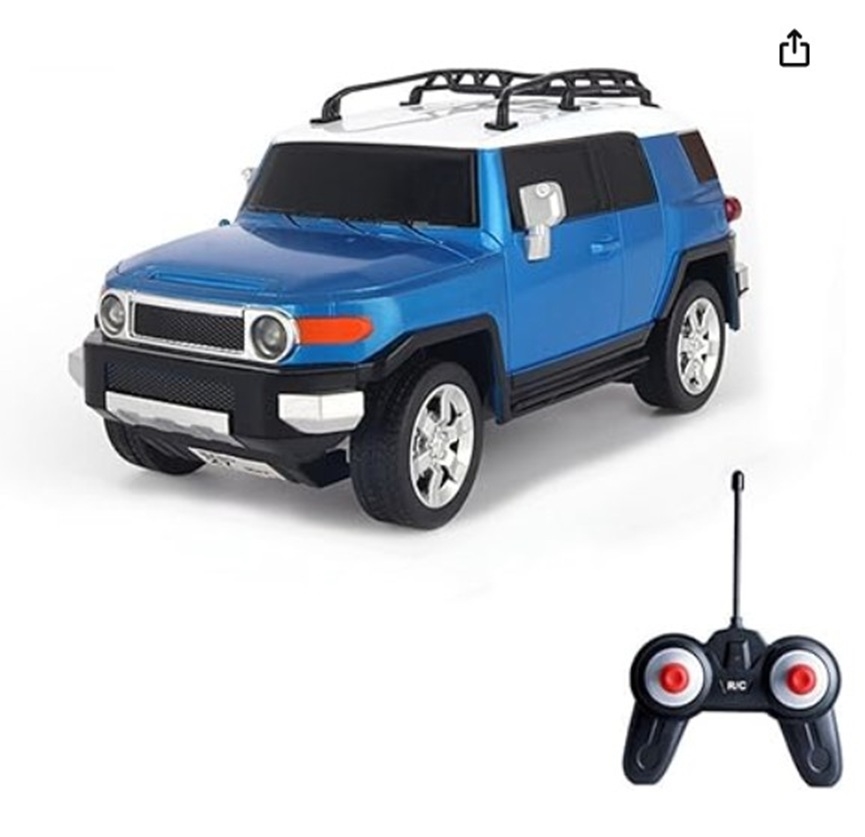 XL88703 Remote Control Toyota FJ Cruiser, 1:24 Scale Officially Licensed Kids Toys, Drift Car Cool Led Lights, For Boy (Blue)