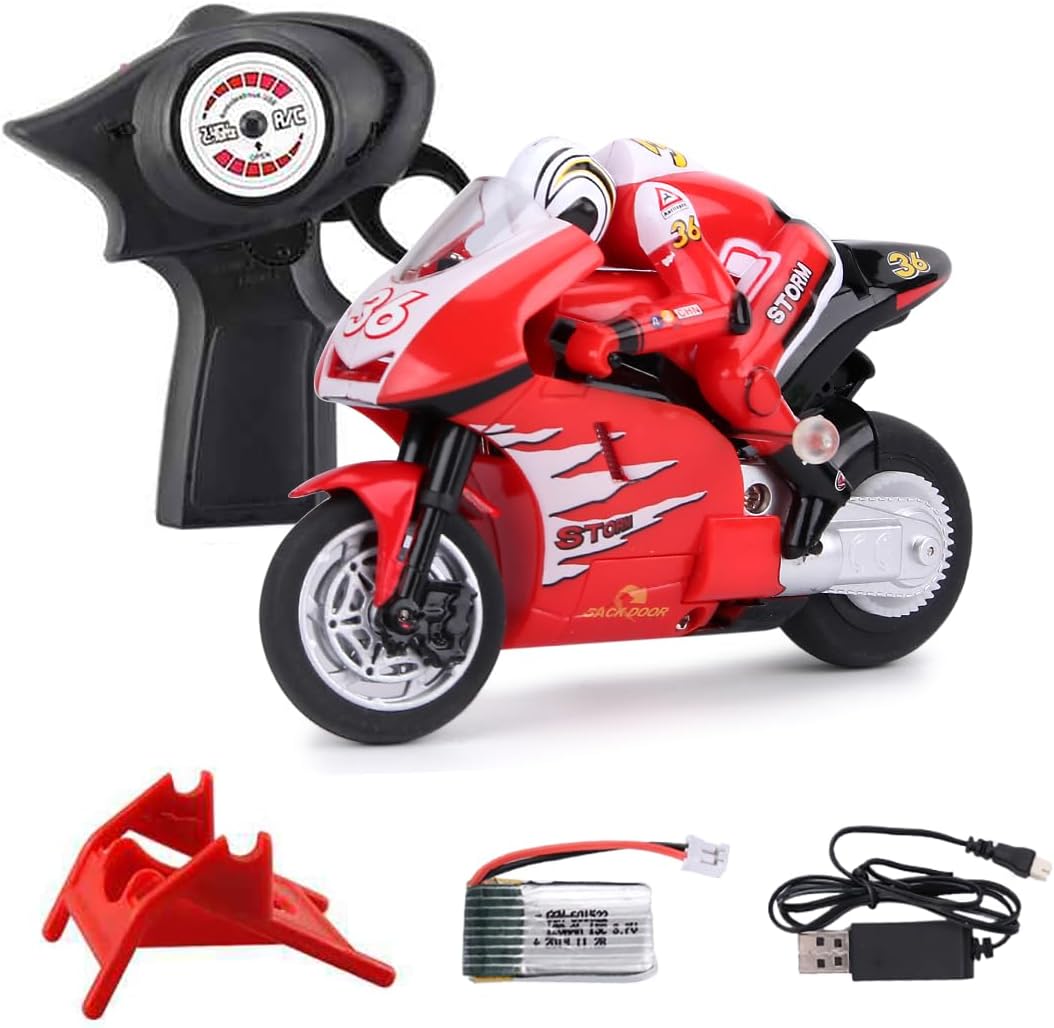 XS107028 Mini RC Motorcycle - 2.4G Remote Control Electric Drift Bike - Red
