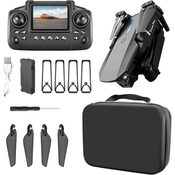 XS107036 E88 Drone with Built-in Screen Control - 720P HD Dual Camera - WiFi FPV - Foldable Quadcopter Aircraft 1 Battery