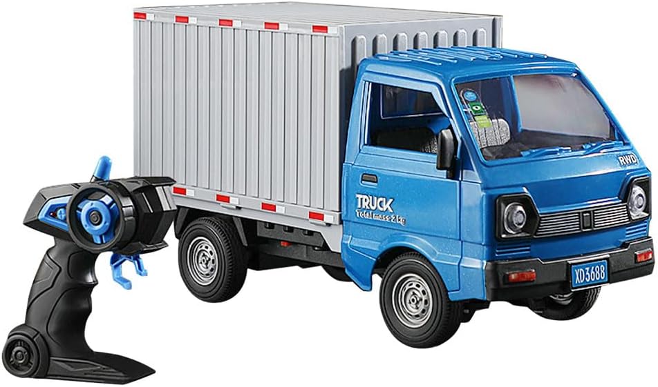 XS105908 GoolRC Remote Control Car Transporter Truck 1-16 Scale RC Container Transport Truck with Spray & Light 2.4 GHz All Terrain RC Cars