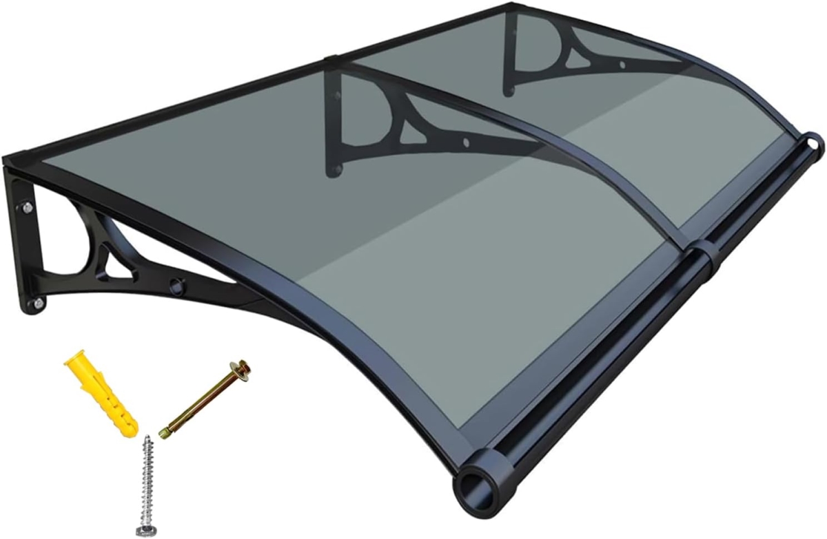 XS106978 24 x 24 in. Polycarbonate Door & Window Awning Canopy - Gray