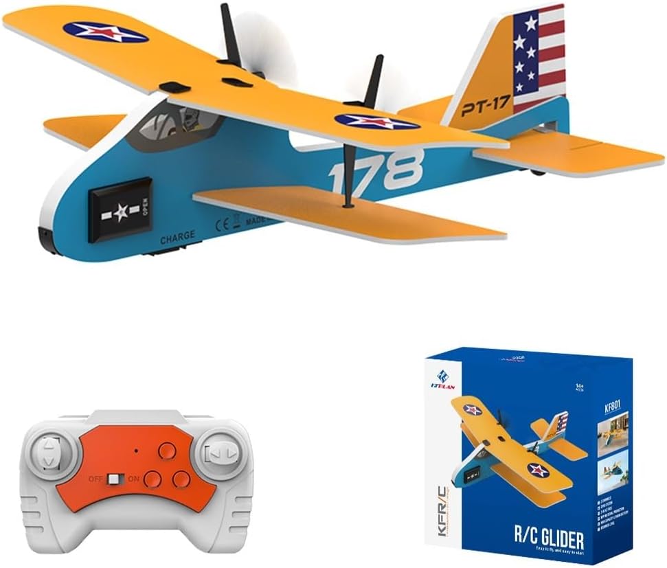 XS107065 Mini RC Plane - 2.4 GHz 2CH Remote Control Airplane with LED Lights