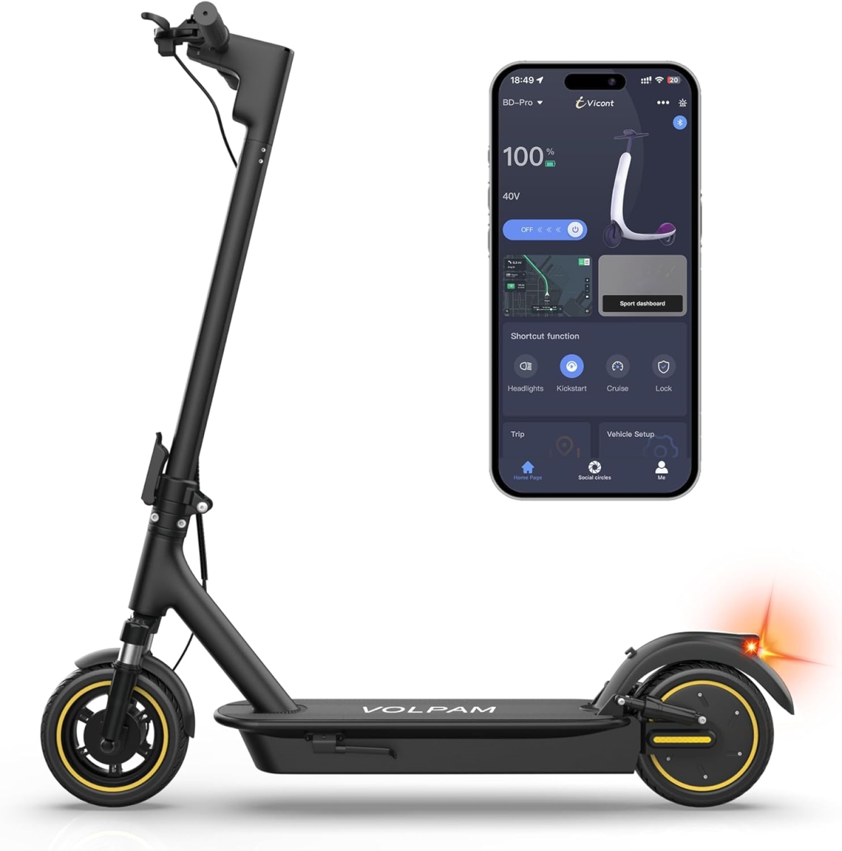 XS107020 10 in. Electric Scooter - Adult E-Scooter with 500W Motor - 22 MPH Speed & Dual Suspension