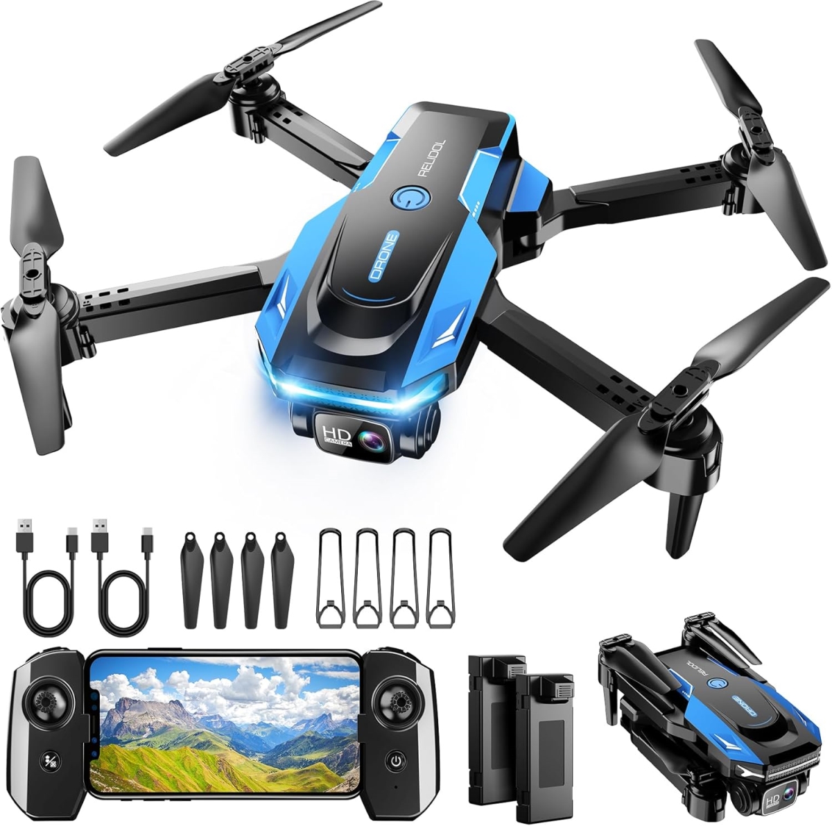 XS107293 Drone with 1080P Camera - Foldable Quadcopter with Voice Gesture Control