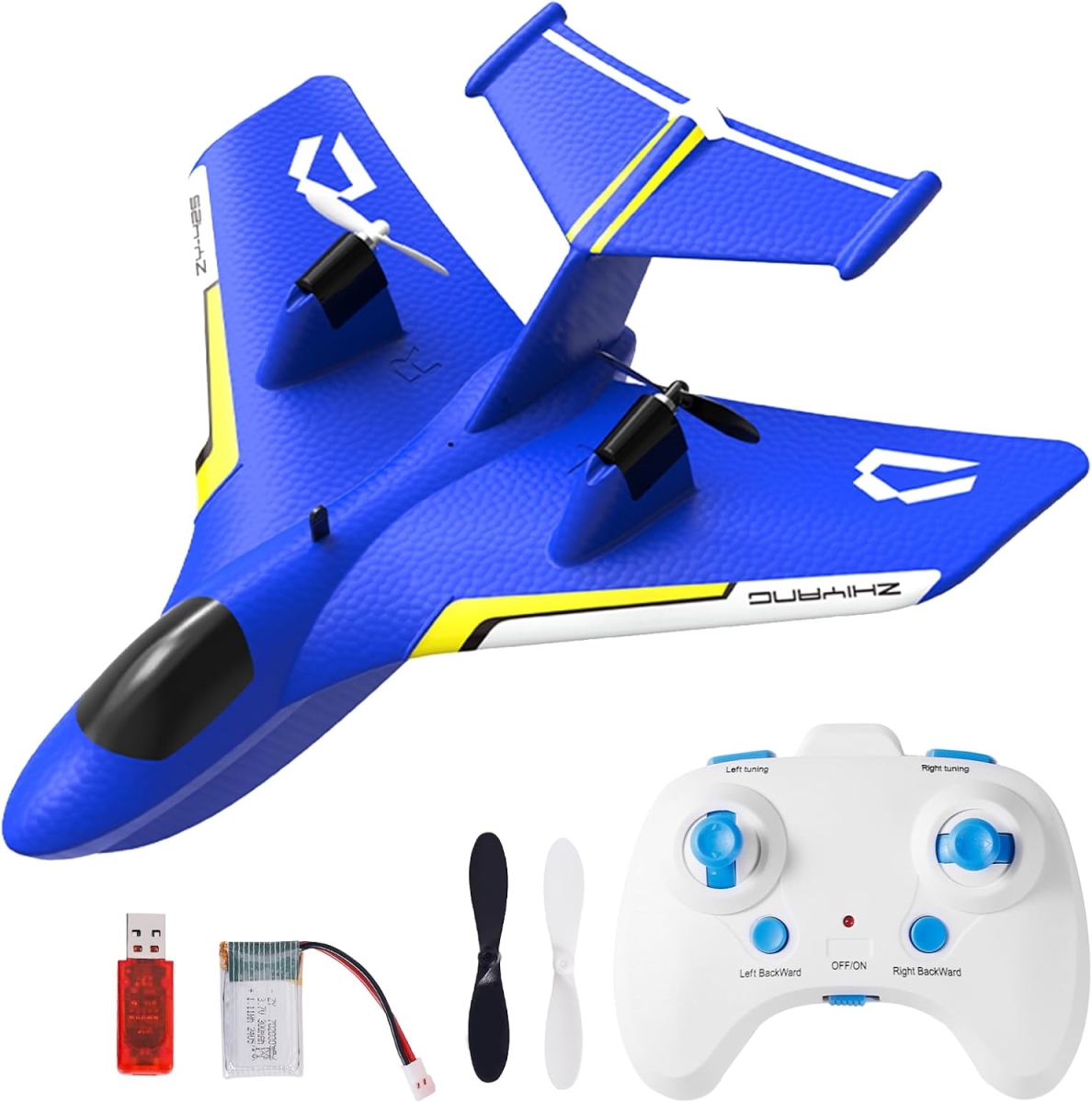 Remote Control Wireless Airplane Toy - Gravity Gliders with Lights - RC Float Plane for Water - Land & Air - 2.4G 2 Channel RC Fighter Model Toy